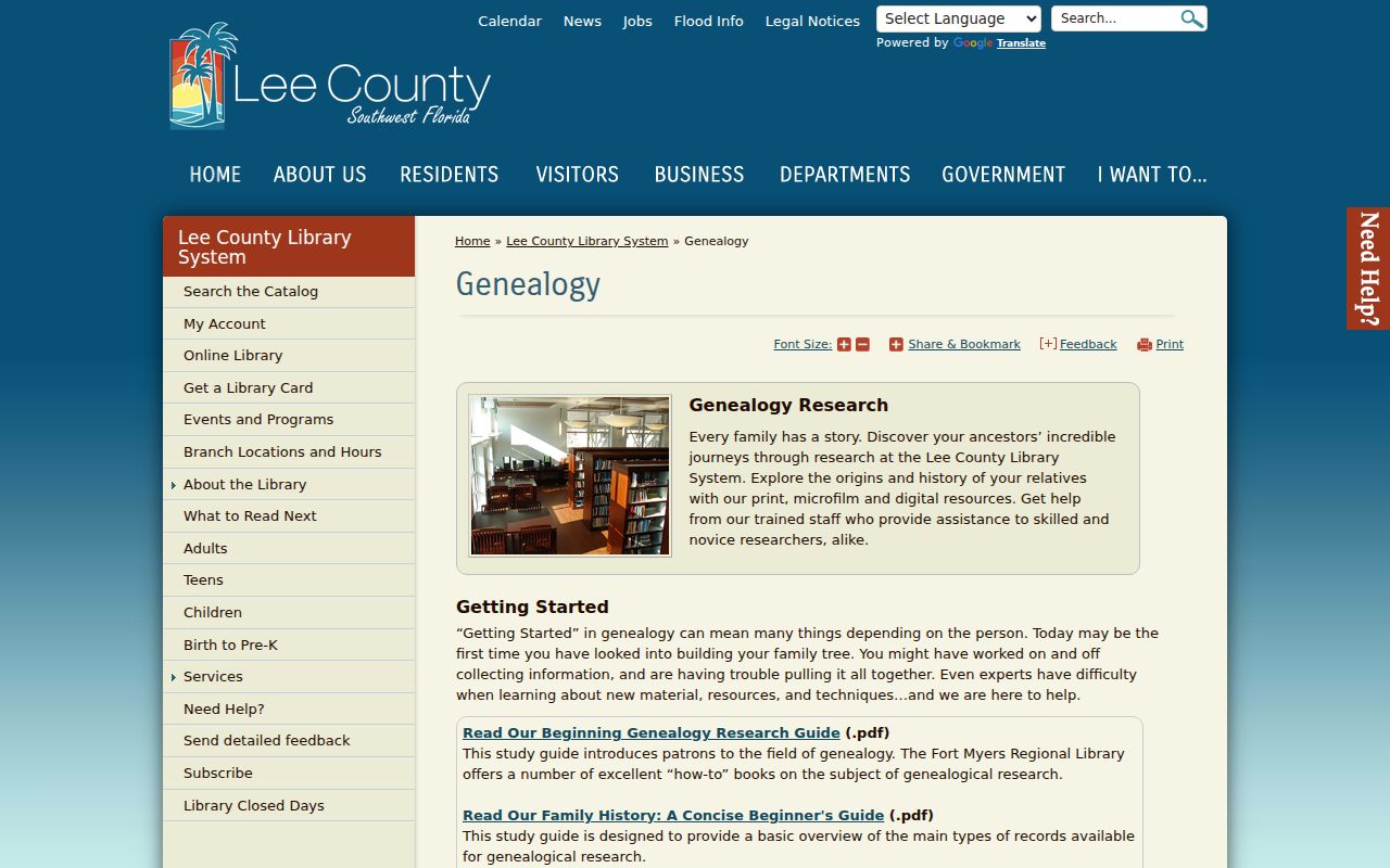 Lee County Library genealogy resources for Fort Myers directory research