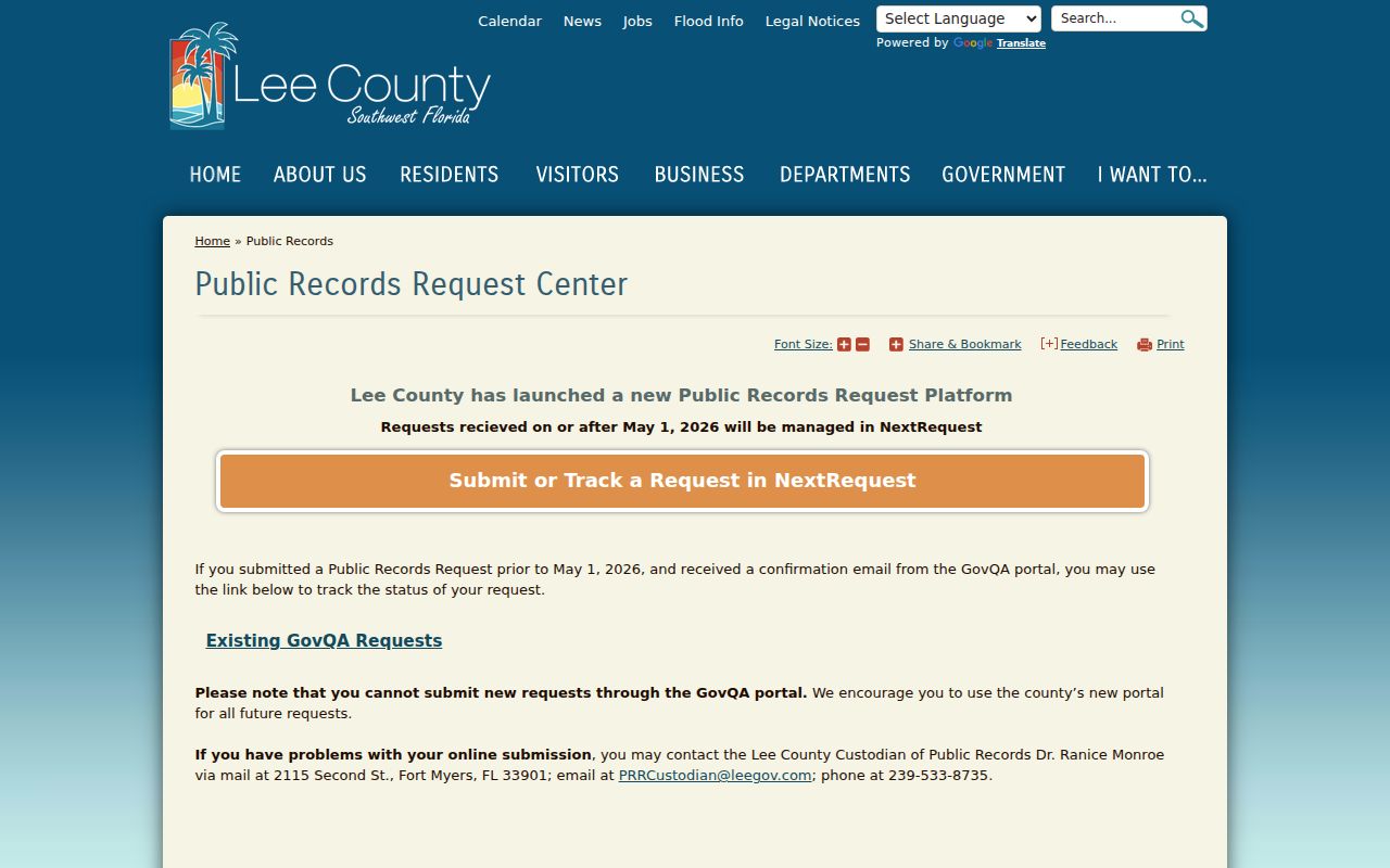 Fort Myers residents directory public records request portal