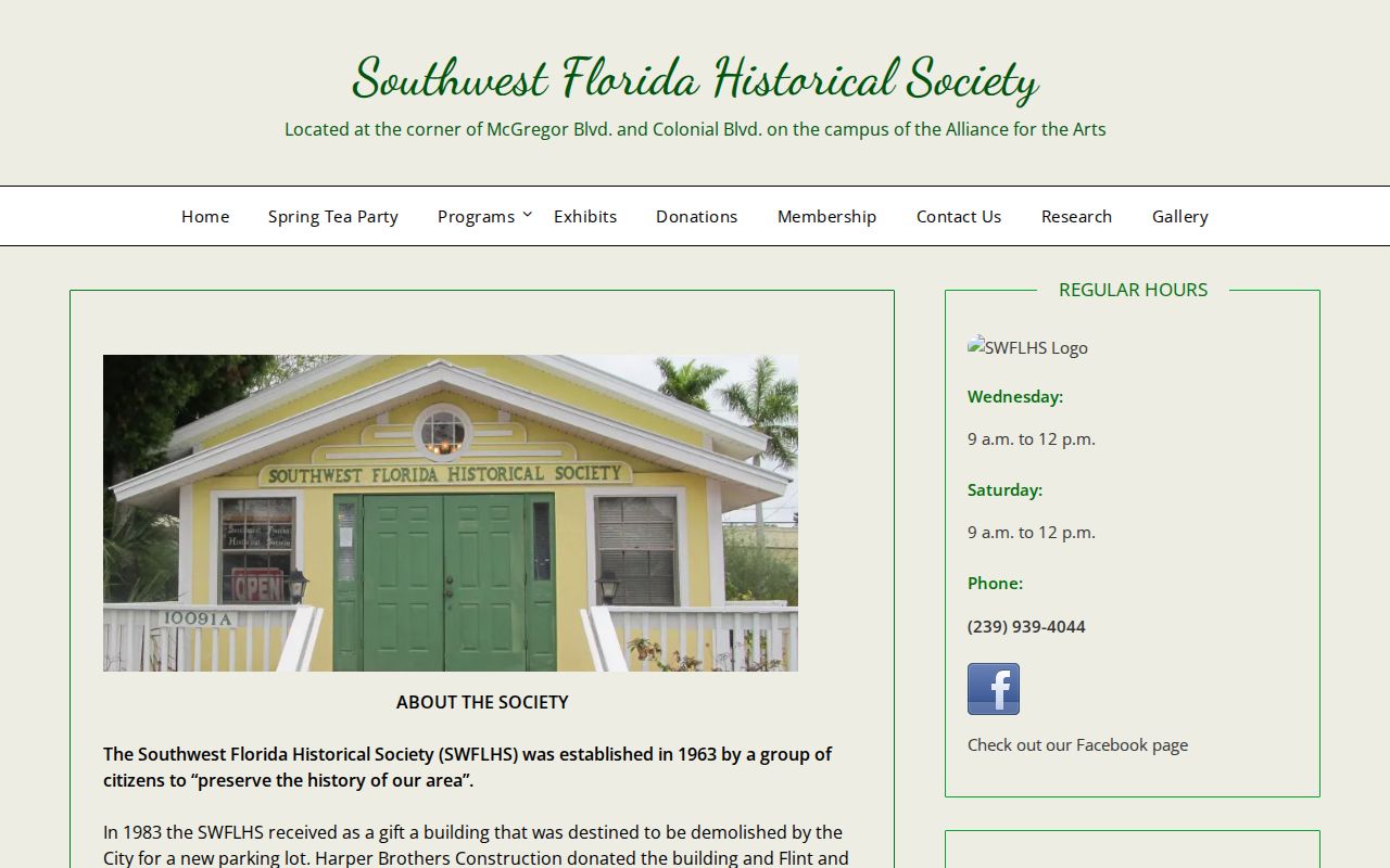 Southwest Florida Historical Society research resource for Fort Myers house history