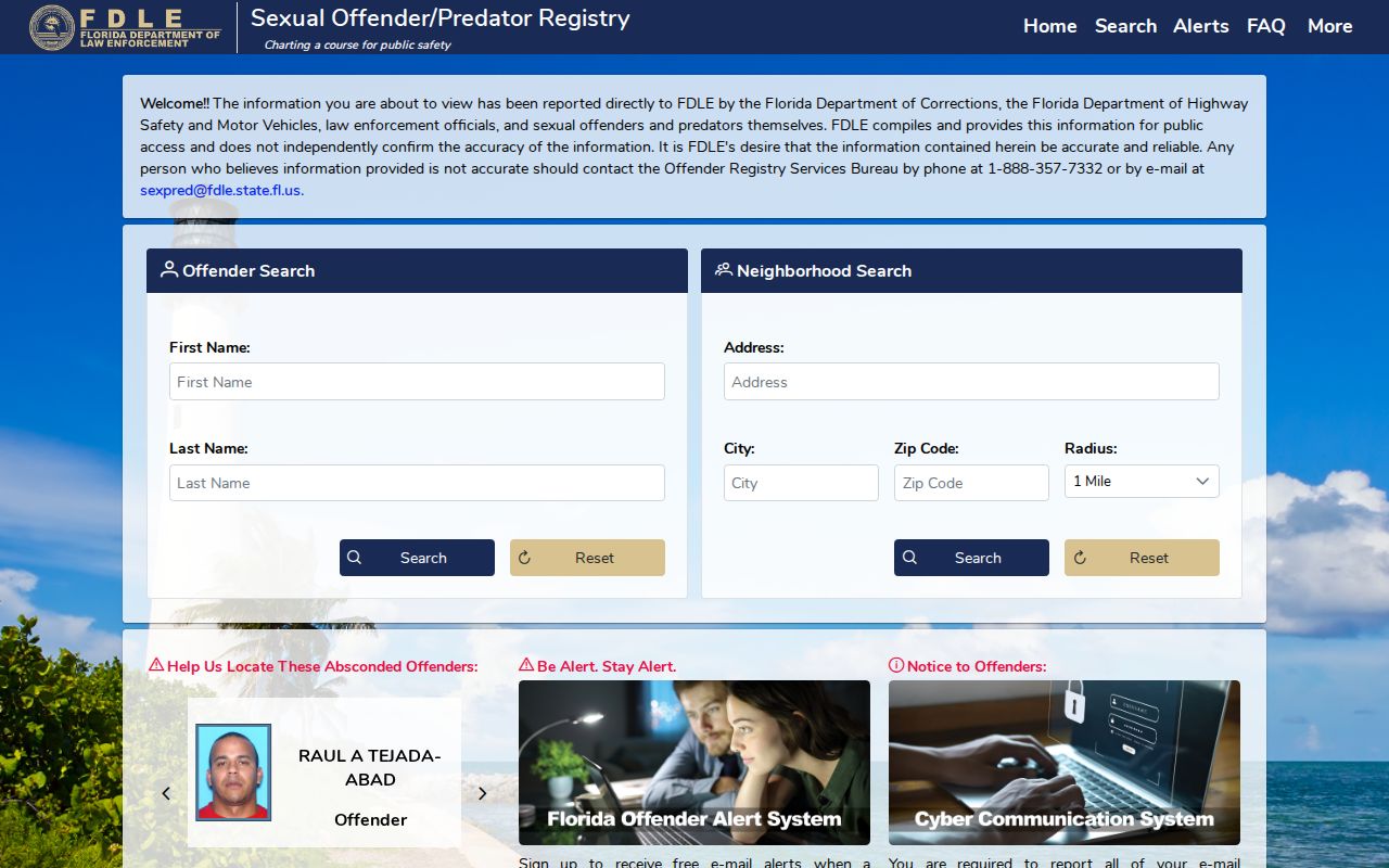 Fort Myers resident lookup with the FDLE offender registry