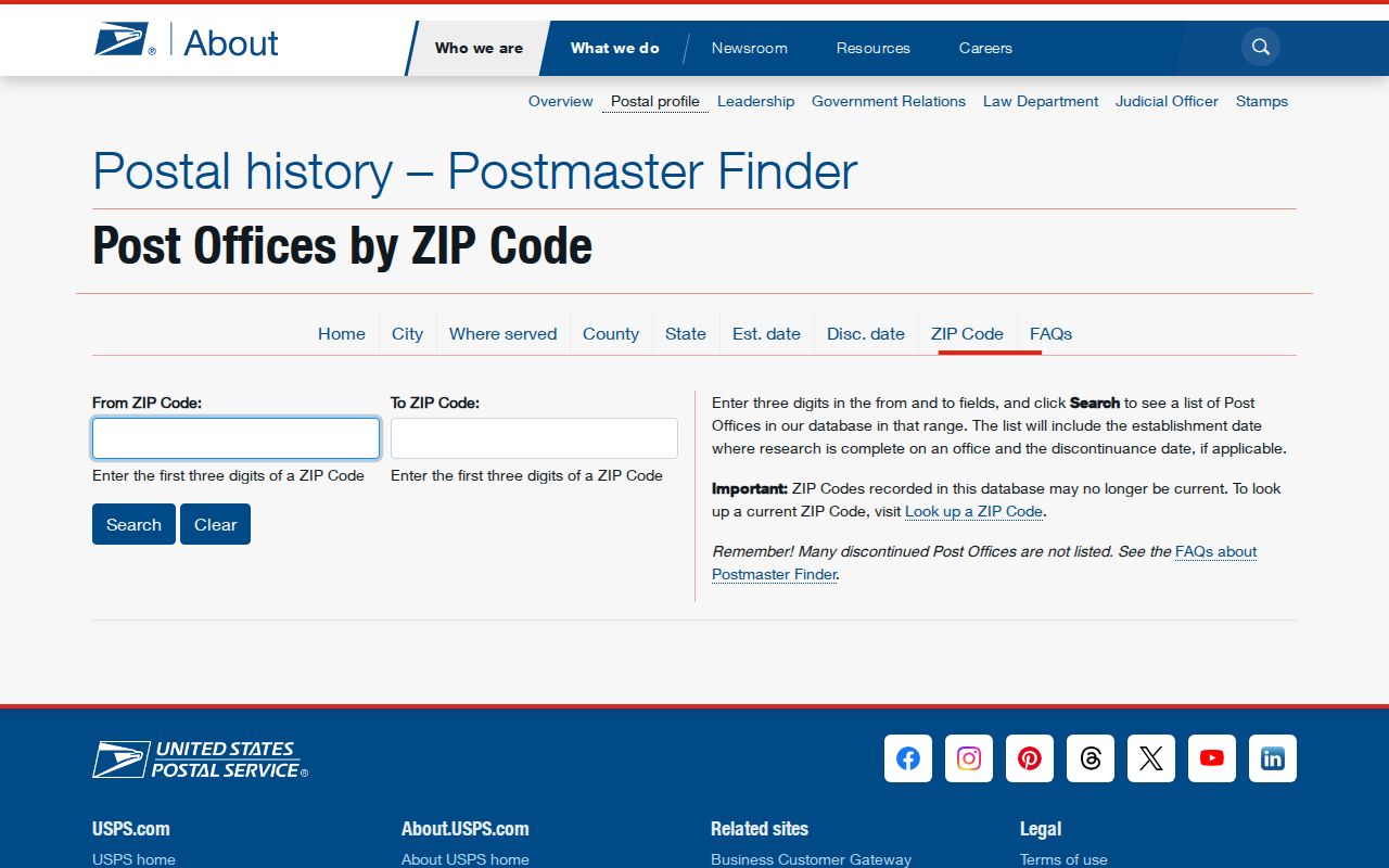 Fort Myers ZIP code directory historical post office lookup